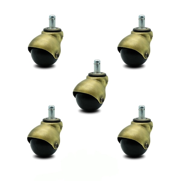 2 Inch Antique Brass Hooded Grip Ring Ball Casters, 5PK